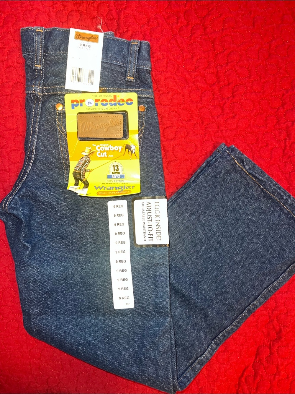 NWT Wrangler Denim Cowboy Cut Blue Jeans Pro Rodeo Boys 9 Regular
